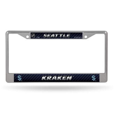 Rico Industries NHL Seattle Kraken Standard Chrome License Plate Frame, 6 x 12.25-"