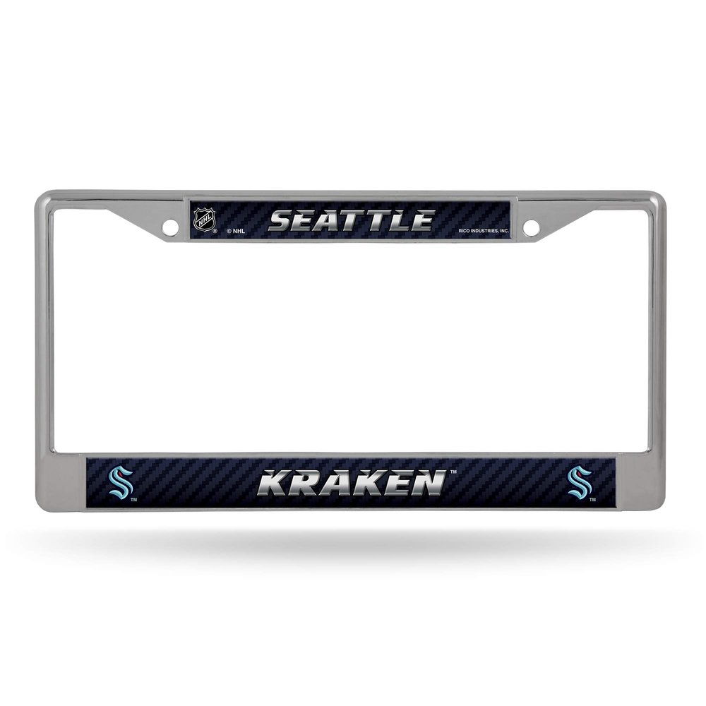 Rico Industries NHL Seattle Kraken Standard Chrome License Plate Frame, 6 x 12.25-"