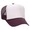 Ashen Fane Polyester Foam Front 5 Panel High Crown Mesh Back Trucker Hat, MRN Wht MRN view 1