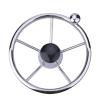 Boat Steering Wheel, 11 inch Stainless Steel Marine Steering Wheel Adapter Fit 3/4 inch Tapered Shaft, 5 Spoke Destroyer Style with Control Knob and Center Cap for Boats, Yachts, Pontoon Boats view 1