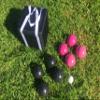 BuyBocceBalls Listing - Unique Bocce Set - 107mm with Black and Pink Balls, Black Bag view 1