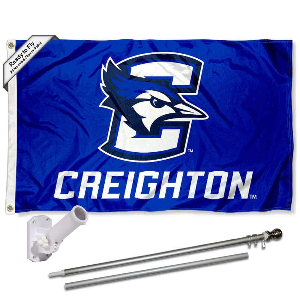 Creighton Bluejays Flag with Pole and Bracket Mount Kit
