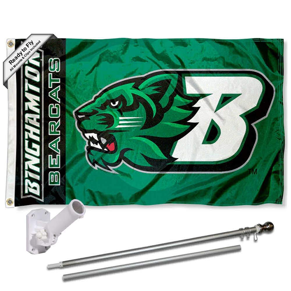 Binghamton Bearcats Flag with Pole and Bracket Mount Kit