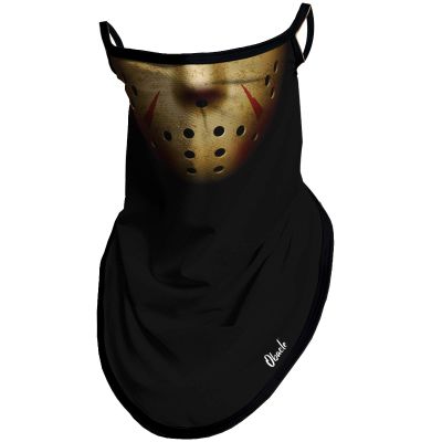 Obacle Bandana Face Mask with Ear Loops Neck Gaiter Face Mask Scarf Face Cover for Men Women (Skull Hole Black Yellow)