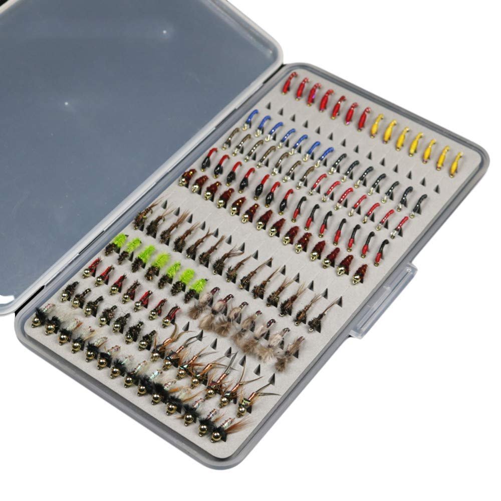 133pcs/Set Ultra-Thin Portable Nymph Scud Midge Flies Kit Assortment with Box Trout Fishing Fly Lures