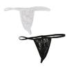 4UFIT Men's Transparent Thong Underwear Comfty Lace Pouch Underwear Black/White view 1