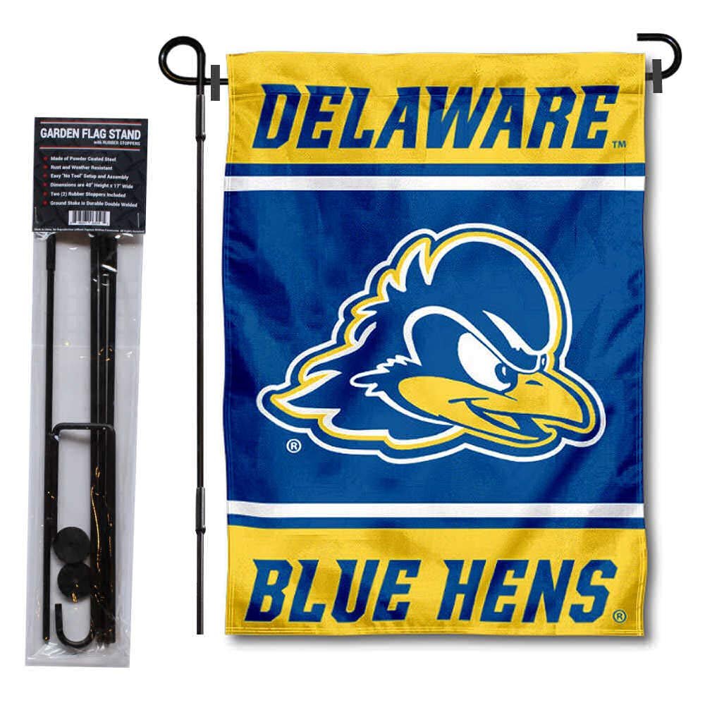Delaware Blue Hens Garden Flag with Stand Holder