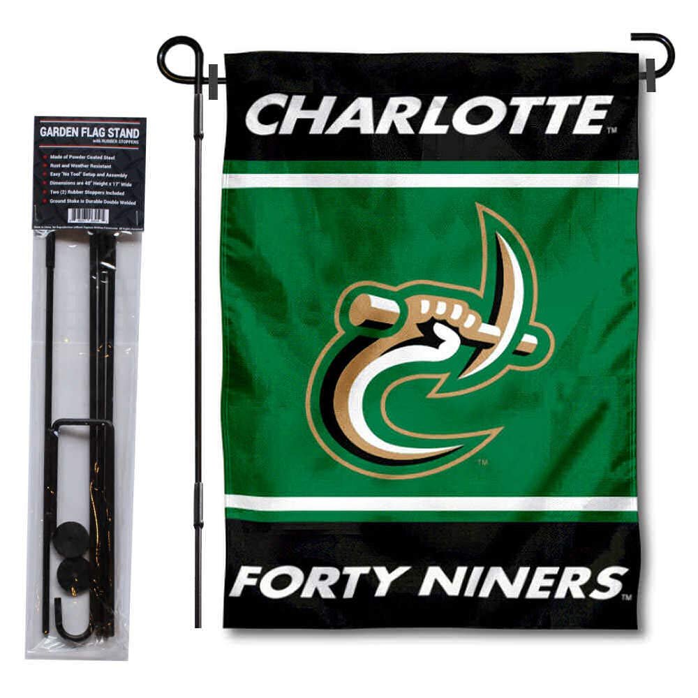 Charlotte 49ers Garden Flag with Stand Holder