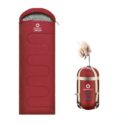 ECOOPRO Warm Weather Sleeping Bag - Portable, Waterproof, Compact Lightweight, Comfort with Compression Sack - Great for Outdoor Camping, Backpacking & Hiking-83 L x 30" W Fits Adults (G-Wine red)