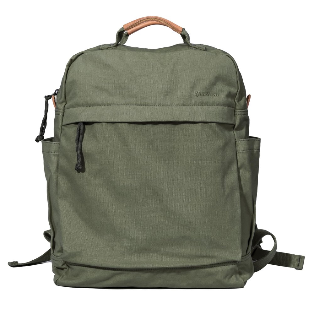 GOOTIUM Canvas Backpack for Women Vintage Style Zipper Bag Men's Casual Daypack Cloth Outdoor Travel Rucksack, Olive