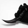 KIASLORE Camping EDC Tools Outdoor Survival Claw Tactical Teeth Knife Double Edged Sharp Fixed Blade Karambit Back Serrated Edge Blade G10 Handle with Sheath (Black Stonewashed - Leather Sheath) view 4