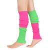 American Trends Leg Warmers for Women Girls 80s Ribbed Leg Warmer for Neon Party Knitted Fall Winter Sports Socks (one size, 1 Pack Rose & Green) view 2