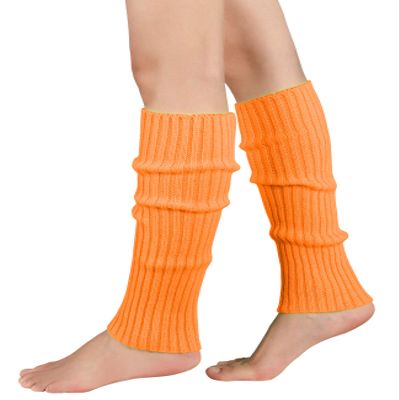 Leg Warmers for Women Girls 80s Ribbed Leg Warmer for Neon Party Knitted Fall Winter Sports Socks (one size, 1 Pack Orange)