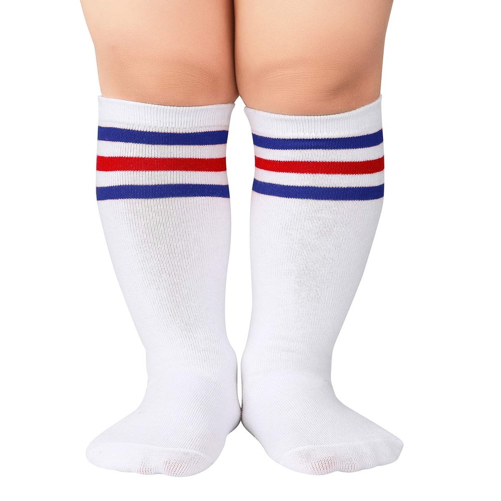 Kids Child Soccer Socks Knee High Socks Boys Girls Socks Toddler Socks 1 Pair White Blue Red One Size
