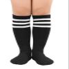 Boys soccer socks Toddler Girls Uniform Socks Knee High Tube Socks Cotton Cute Sport Stocking for Boys Girls 1 Pair Black White One Size view 1