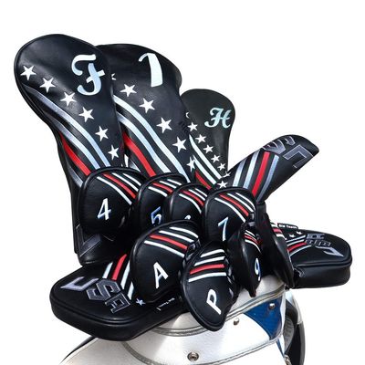 BIG TEETH Golf Head Covers Driver Hybrid Fairway UT Cover USA Stripe and Star Golf Accessories (All Series Set)