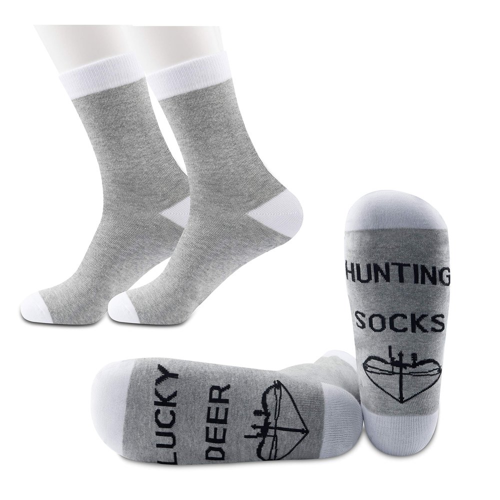 JXGZSO 2 Pairs Hunting Gift Funny Socks L Deer Hunting Socks (L Deer Hunting Socks)