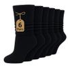 AWS/American Made 6 Pairs Cotton Slouch Knee Socks Shoe Size 5 to 10 (Black) view 1