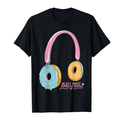Funny Sweet Music Headphones Donuts For Music & Donut Lover T-Shirt