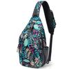 G4Free Sling Bag RFID Blocking Sling Backpack Crossbody Chest Bag Daypack for Hiking Travel(Blue Leaf) view 1