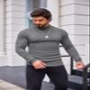COOFANDY Men's Slim Fit Mock Turtleneck Pullover Sweater Casual Basic Knitted Thermal Sweaters Grey view 2
