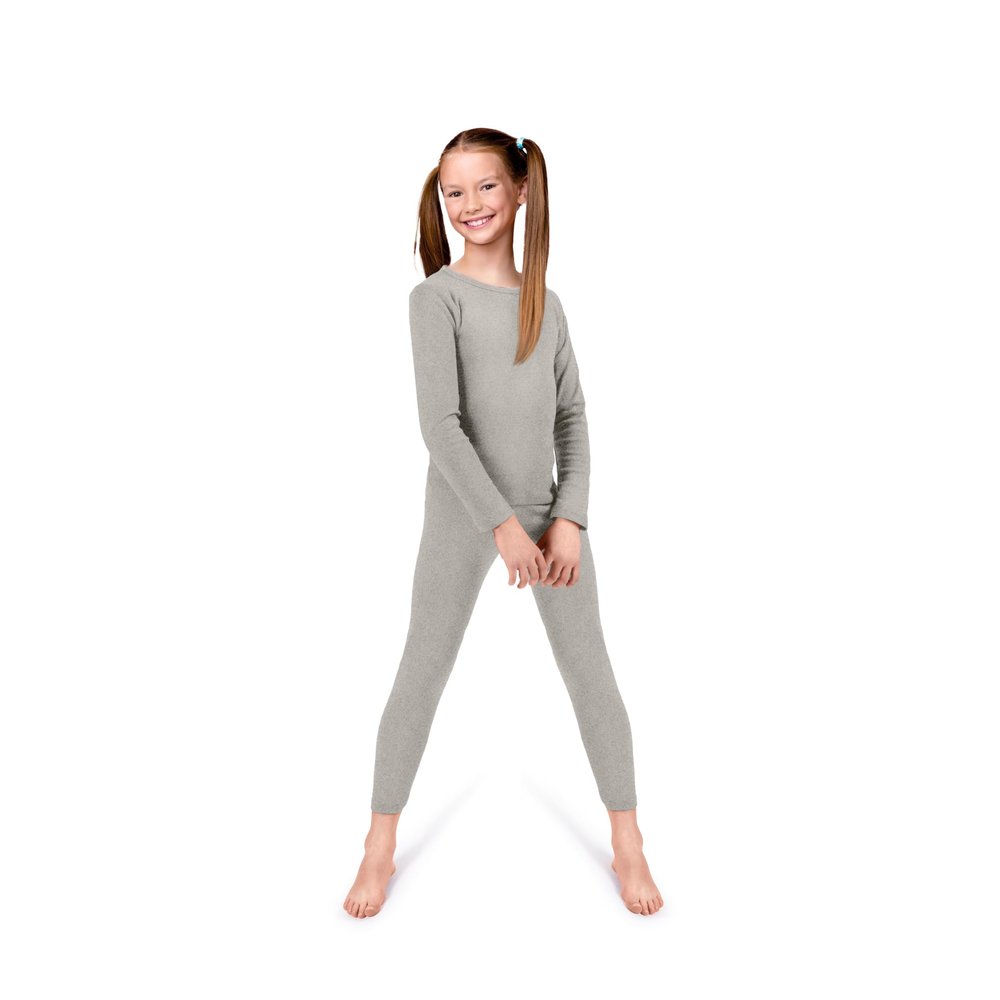 Rocky Thermal Underwear Kids Girls Thermal Underwear Set Toddler Long Johns kid Thermals Kid Base Layer kids thermals top bottom set, Heather Grey, X-Small, Standard-185 GSM, THERMALS SET