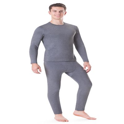 Rocky Thermal Underwear Men Long Johns Men Thermal Underwear Thermals Mens Base Layer Mens Thermals Top and Bottom Set (Melange Grey, Large, Standard Weight - 185 GSM, One Pack)