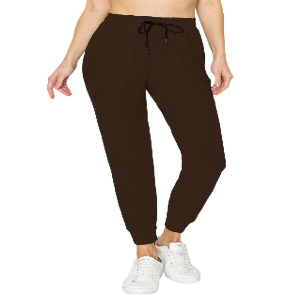 ALWAYS Super Soft, Stretchy Drawstring Women's Joggers with Pockets - Tapered Cuff Casual Joggers for Women, Ideal for Daily Wear Brown 2 US 3XL