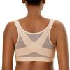 DELIMIRA Women's Front Closure Posture Wireless Back Support Full Coverage Bra Oatmeal Heather 42E view 1