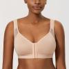 DELIMIRA Women's Front Closure Posture Wireless Back Support Full Coverage Bra Oatmeal Heather 42E view 2