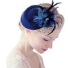 Acenail Fascinators Hats Women Flower Feather Church Pillbox Hat Vintage Funeral Dress Hats 50s Fancy Hats for Tea Party (US, Alpha, One Size, Medium, Blue) view 1