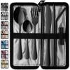 VANDBAO Portable Travel Utensils, Reusable Silverware with Case for Fixing Tableware, 9 Pieces Stainless Steel Stable Flatware Set, Camping Picnic Cutlery Set (Black Set) view 1