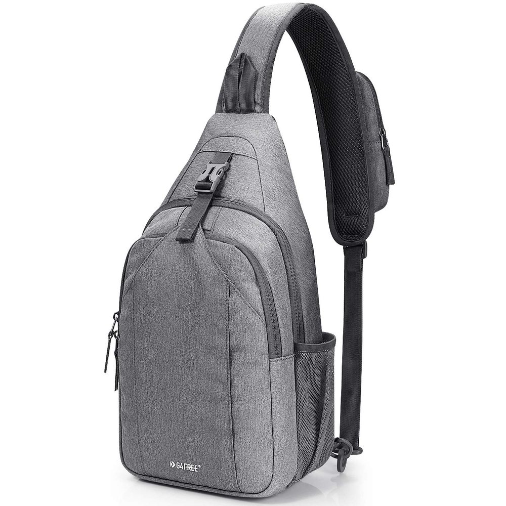 G4Free Sling Bag RFID Blocking Sling Backpack Crossbody Chest Bag Daypack for Hiking Travel(Gray)