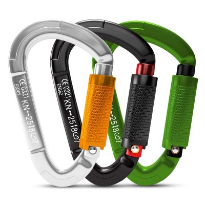 FVW 25KN Heavy Duty Climbing Carabiners, 3 Pack UIAA Certified Auto Locking Rock Climbing Carabiners Clips for Hammocks, Swing, Locking Dog Leash and Harness, Camping, Hiking & Utility (Mix Color)