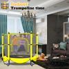 60" Trampoline for Kids, 5 FT Toddler Baby Trampoline with Safety Enclosure Net, Indoor or Outdoor Yellow Small Trampolines with Basketball Hoop, Birthday Gifts for Kids, Gifts for Boy Age 3-8 view 3