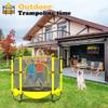 60" Trampoline for Kids, 5 FT Toddler Baby Trampoline with Safety Enclosure Net, Indoor or Outdoor Yellow Small Trampolines with Basketball Hoop, Birthday Gifts for Kids, Gifts for Boy Age 3-8 view 4