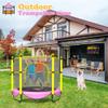 60" Trampoline for Kids, 5 FT Toddler Baby Trampoline with Safety Enclosure Net, Indoor or Outdoor Pink Small Trampolines with Basketball Hoop, Birthday Gifts for Kids, Gifts for Girl view 4