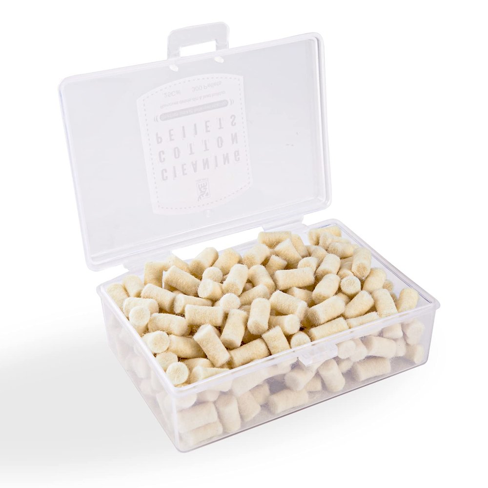 UOLENT Cleaning Cotton Wool Felt Cleaning Pellets for Maintenance .177 Caliber 300 Counts with Storage Box