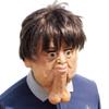 MOOBOM Funny Double Chin Latex Head Mask Halloween Custom Party Role-playing Props Mask-Latex Full Head-Hair Orange Adult Size Novelty Rubber Head Mask for Carnival Masquerade Party Prank Decor view 2