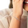 Jewelili Sterling Silver 4MM and 5mm Round Created White Sapphire Bolo Bracelet view 2