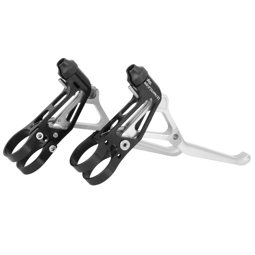 Keenso CNC V Brake Handle Lever, Mountain Aluminum Alloy Brake Lever Cycling Accessory for Folding Road Bike/Mountain Bike(Black Silver)