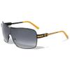 Khan Wrap Around Shield Aviator One Piece Gradient Lens Sunglasses (Black & Yellow Frame, Black Gradient Lens) view 1