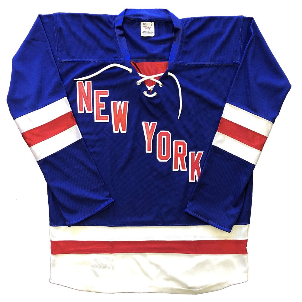New York Jerseys - We Add Your Name and Number (Blue, Adult M)
