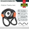 Burg Wchter Unisex's 1600HB Kit Gold Sold Secure Bicycle D Lock, Black, Medium-1.2M Cable view 4