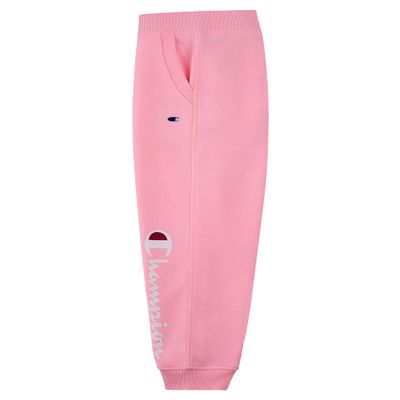 Champion Girls Heritage Fleece Jogger Sweatpant Big and Little Girls (Pink Candy Script, Large)