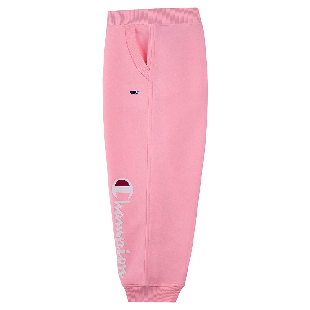Champion Girls Heritage Fleece Jogger Sweatpant Big and Little Girls (Pink Candy Script, Large)