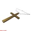Black & White Catholic Priest Costume Collar w/Giant Gold Cross Set view 3