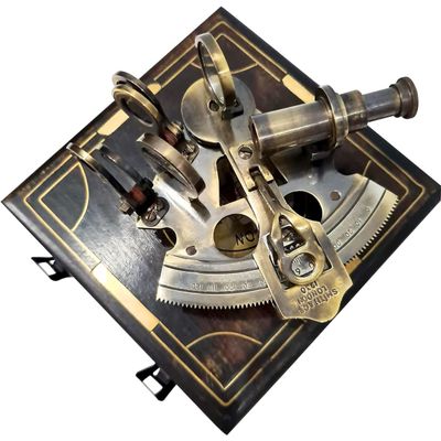 Vintage Brass Sextant Kelvin and Hughes 1930  Nautical Navigation Instrument with Wooden Box by Smith & Co London Maritime Collectible Educational Gift