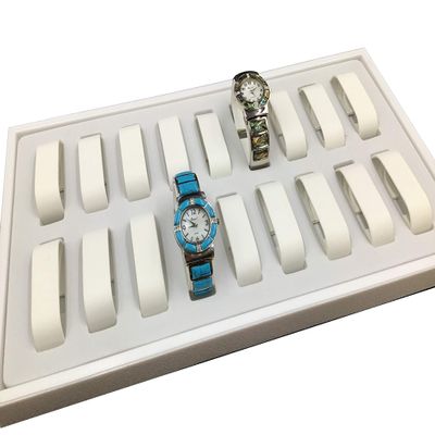 1 Qty - 18 Slot Watch & Bangle Ethereal White Display Tray w/Removable Leatherette Collars - For Sales/Storage/Travel/Organization/Display - N'icePackaging
