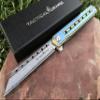 TACTICAL GEARZ Damascus Pocket Knife for EDC, Solid Titanium Handle, 67 Multi-Layered Damascus Steel VG10 Tanto Blade (Onyx XT Gold/Blue) view 1